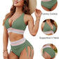 ✨Nouvelle arrivée✨👙Ensembles de bikini taille haute gainant le ventre à blocs de couleurs