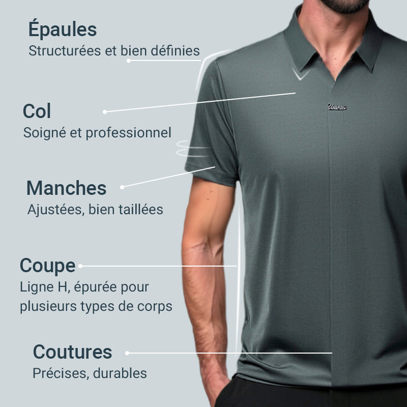 🔥 T-shirt décontracté à revers pour homme, respirant et infroissable
