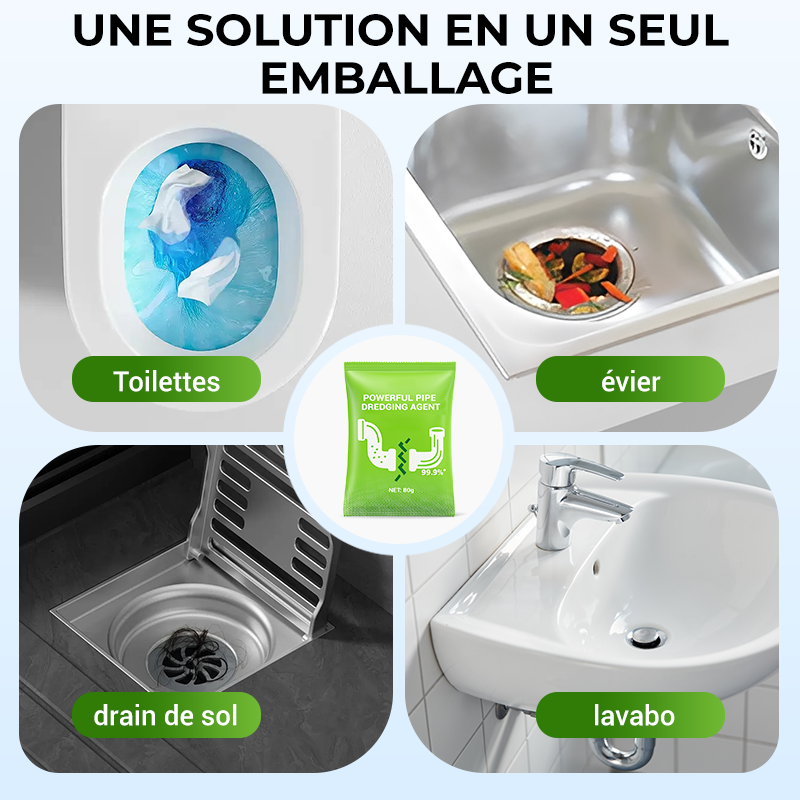 🧼 Poudre Débouche-Tuyaux Puissante – Action Rapide, Sans Effort & BOGO : Achetez 1, Obtenez 1 Gratuit !