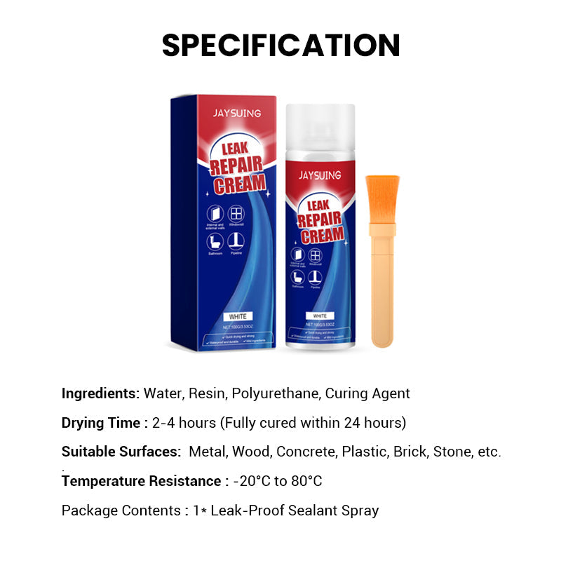 ✨ Spray de réparation instantanée des fuites - Scelle les fissures et les interstices en 5 minutes, étanche et flexible pour tuyaux/toits