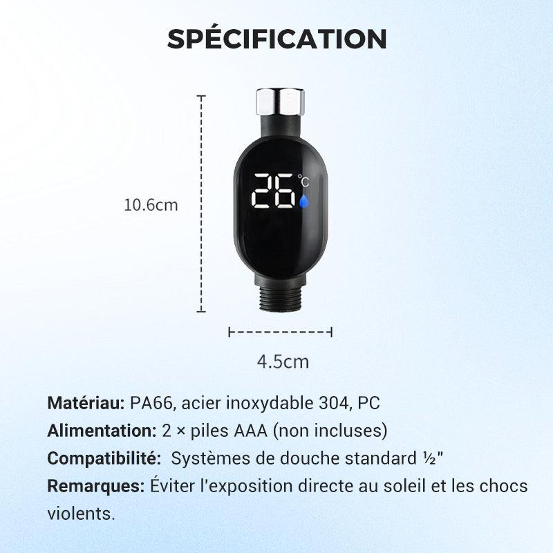 🔥 50% DE RÉDUCTION ! ✨ Thermomètre Numérique de Douche - Écran LCD Rétroéclairé, Mesure Instantanée, Alerte Précise 🚿💧