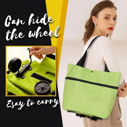 2-in-1 Shopping Bag Foldable Green Bag