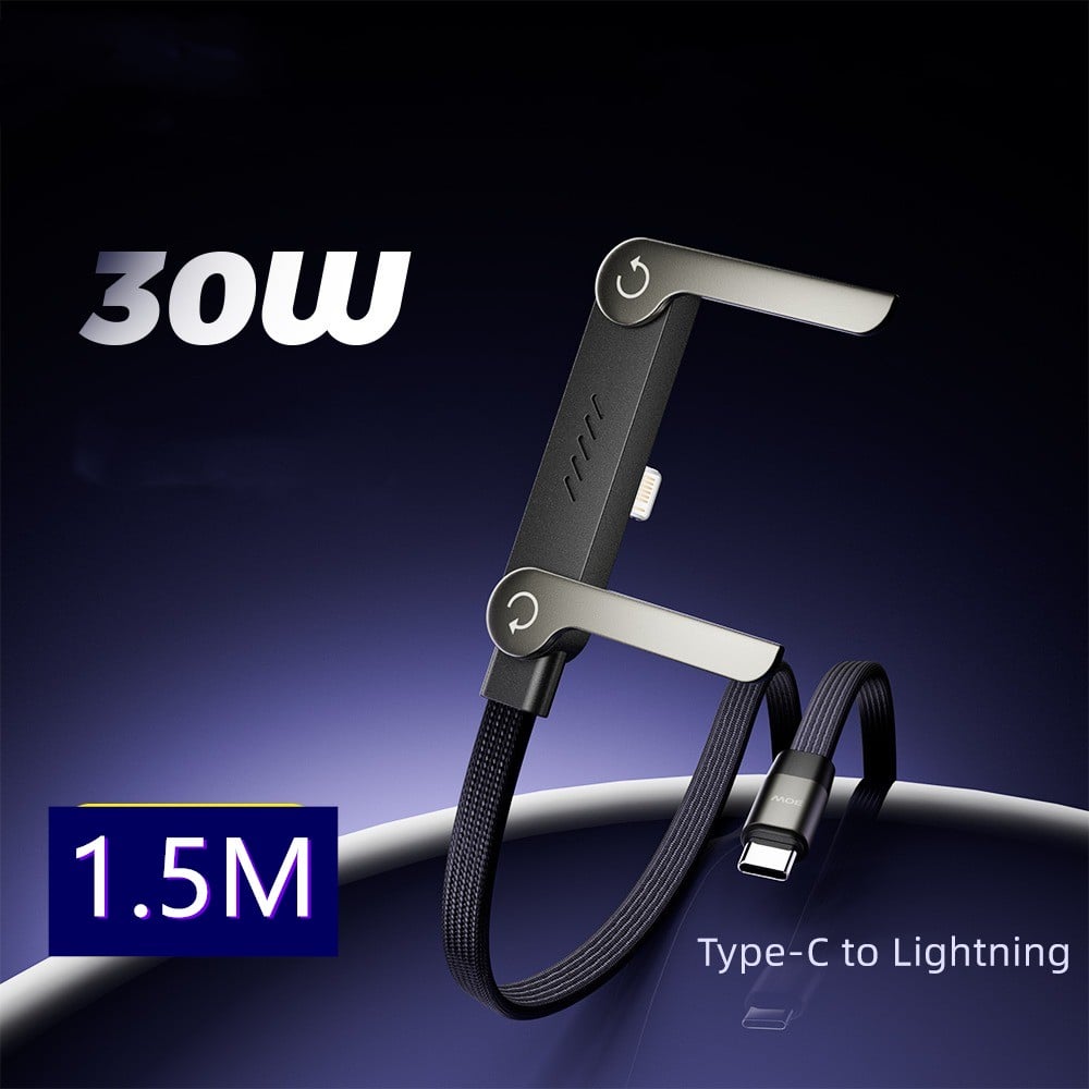 Câble de charge rapide tressé 2 en 1 avec support de téléphone intégré