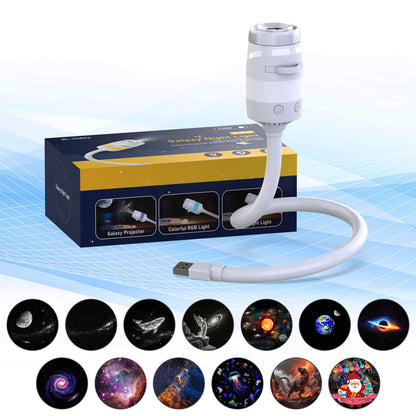 🌌 49% OFF NOW! 💫 USB lamp with starry sky projection – 13 interchangeable film discs & flexible neck – perfect for the bedroom ✨