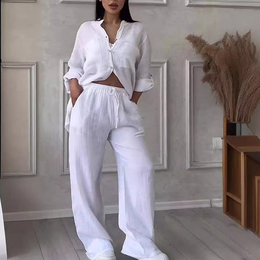 🌸🔥Tenues 2 pièces pour femmes Chemise boutonnée et pantalon💥💥Dernie