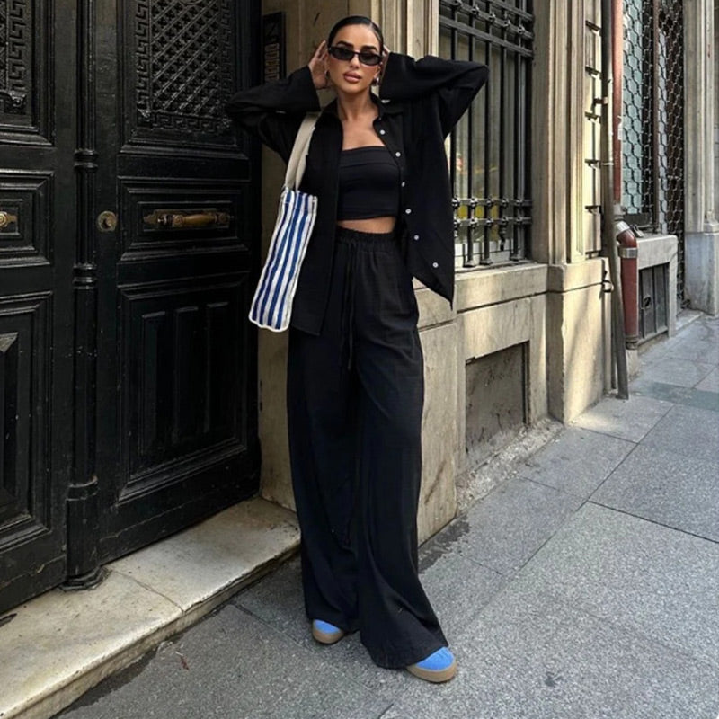 🌸🔥Tenues 2 pièces pour femmes Chemise boutonnée et pantalon💥💥Dernie