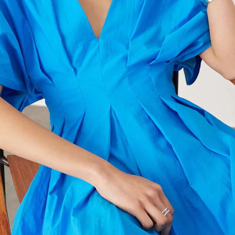 👗Robe longue plissée à la mode, dos nu, décolleté en V