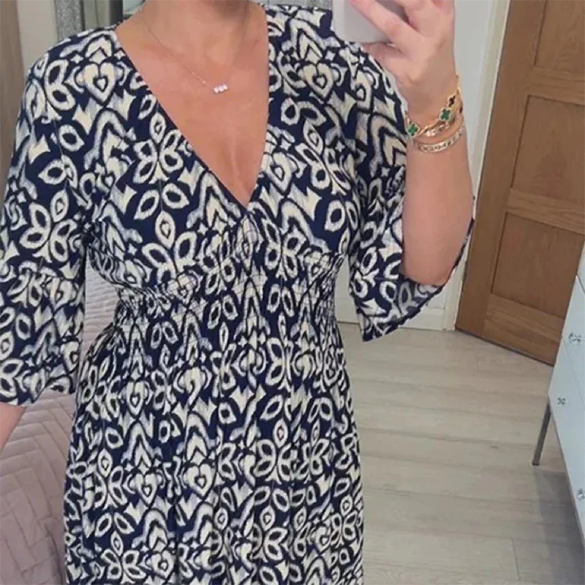 🎉 Liquidation Hors Saison 🎉 Robe Longue Décontractée Imprimée à Col V Bohème