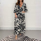 Robe à col en V à rayures zébrées, flatteuse pour la silhouette, en vente😻😻