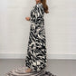 Robe à col en V à rayures zébrées, flatteuse pour la silhouette, en vente😻😻