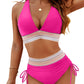 ✨Nouvelle arrivée✨👙Ensembles de bikini taille haute gainant le ventre à blocs de couleurs