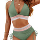✨Nouvelle arrivée✨👙Ensembles de bikini taille haute gainant le ventre à blocs de couleurs