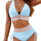 ✨Nouvelle arrivée✨👙Ensembles de bikini taille haute gainant le ventre à blocs de couleurs
