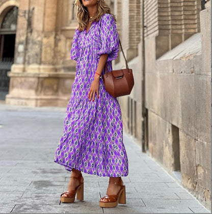 🌸Grande réduction de prix🌸Robe Maxi Bohème Élégante à Manches Bouffantes pour Femmes