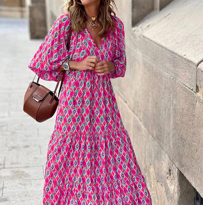 🌸Grande réduction de prix🌸Robe Maxi Bohème Élégante à Manches Bouffantes pour Femmes