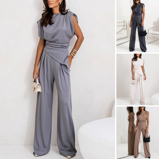 🎁 Vente chaude 56% de réduction 🔥Ensemble deux pièces élégant de couleur unie pour femmes