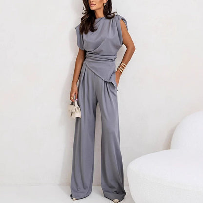 🎁 Vente chaude 56% de réduction 🔥Ensemble deux pièces élégant de couleur unie pour femmes