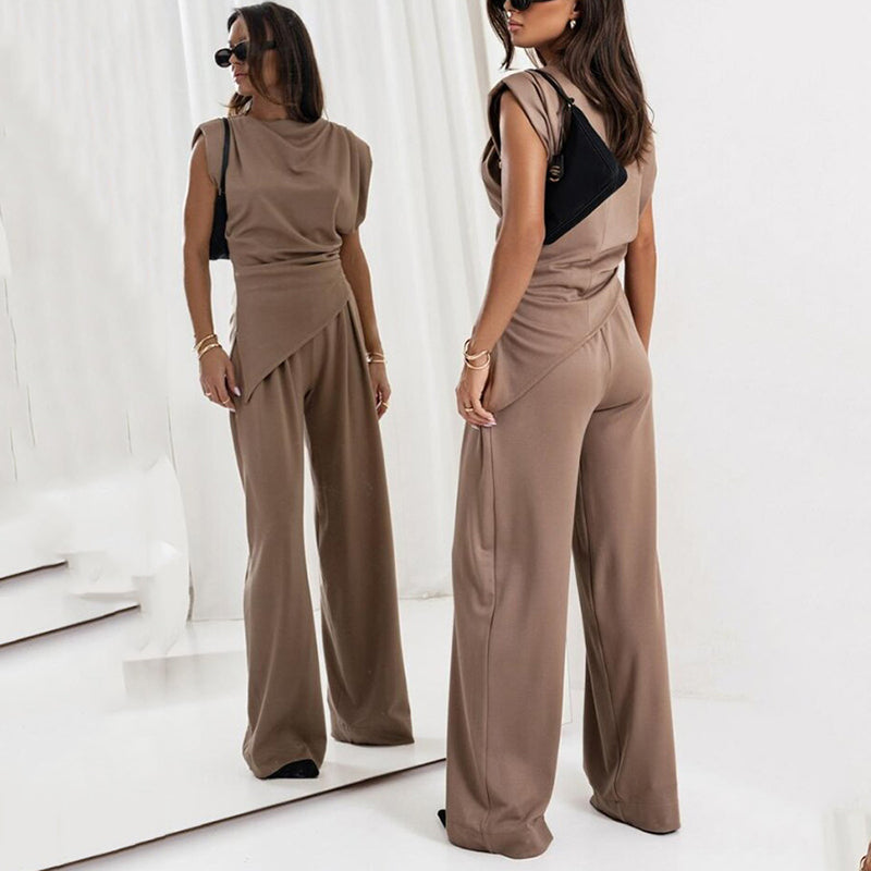 🎁 Vente chaude 56% de réduction 🔥Ensemble deux pièces élégant de couleur unie pour femmes