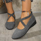 Chaussures à semelles compensées élégantes à sangles élastiques et de couleur unie
