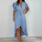 Robe style resort pour femme, col en V, pois, manches à volants