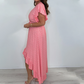 Robe style resort pour femme, col en V, pois, manches à volants