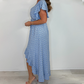 Robe style resort pour femme, col en V, pois, manches à volants