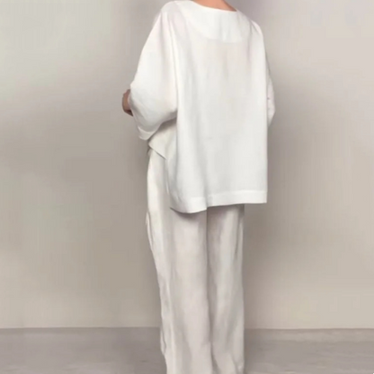 🌸Nouvel Arrivée Vente chaude 🔥Costume élégant en coton et lin pour femme (ensemble 2 pièces)