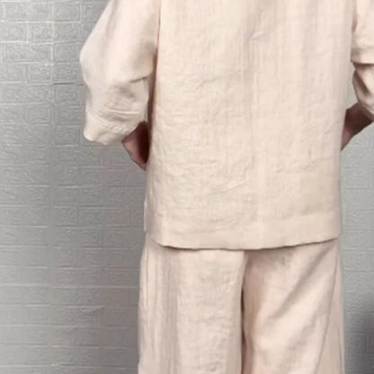 🌸Nouvel Arrivée Vente chaude 🔥Costume élégant en coton et lin pour femme (ensemble 2 pièces)