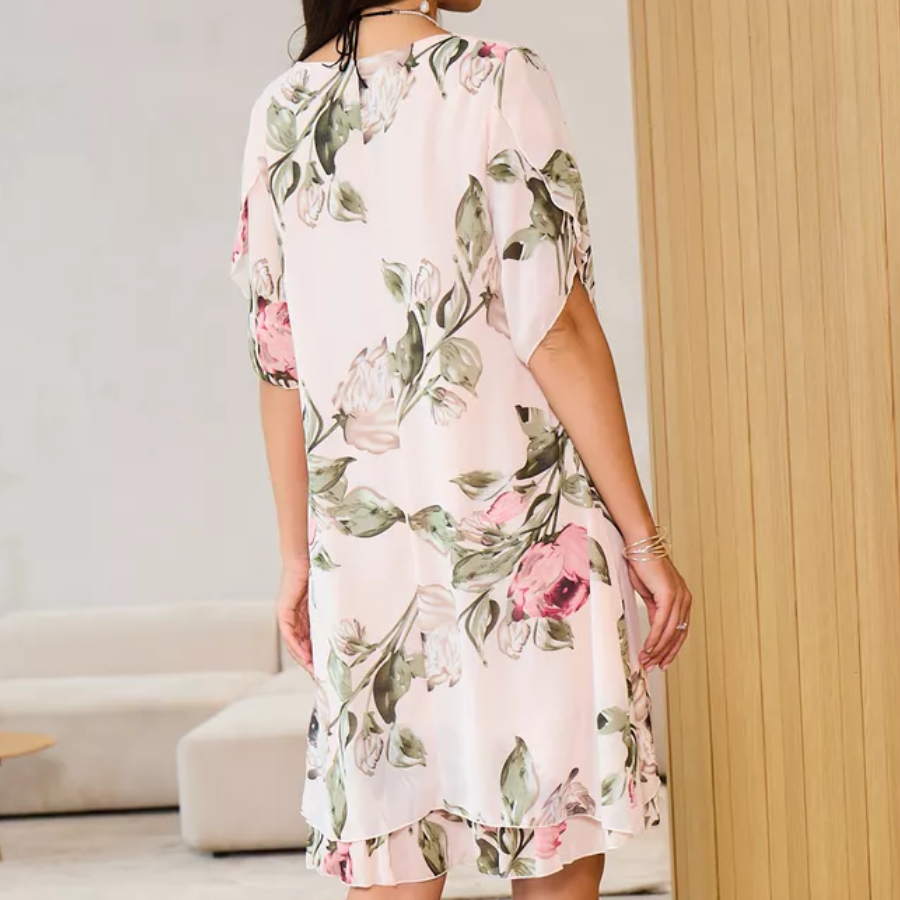 ⏳ Temps limité 50% de réduction ! 🌸👗Robe en mousseline de soie rouge avec pétales