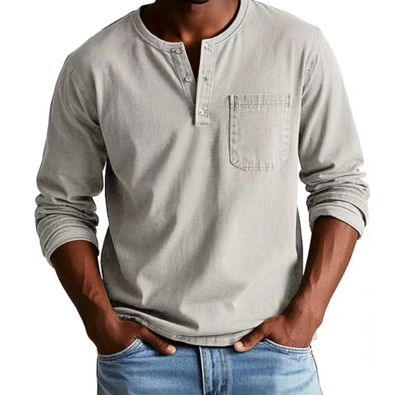 🔥🎁Hommes - Chemise à manches longues avec poches en relief, mode vintage🔥🎁