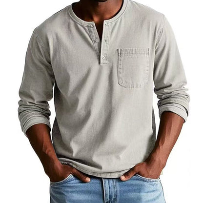 🔥🎁Hommes - Chemise à manches longues avec poches en relief, mode vintage🔥🎁