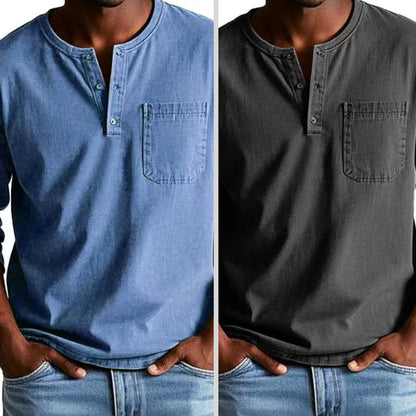 🔥🎁Hommes - Chemise à manches longues avec poches en relief, mode vintage🔥🎁