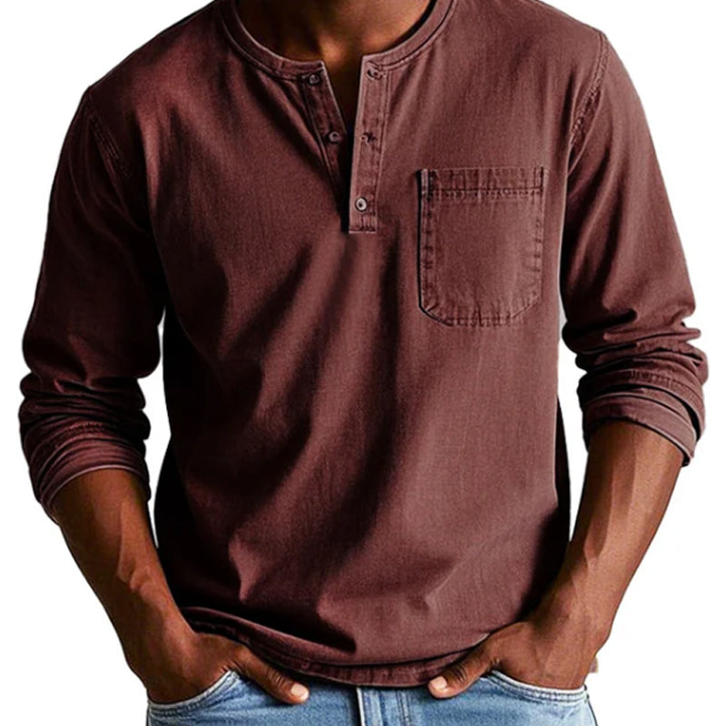 🔥🎁Hommes - Chemise à manches longues avec poches en relief, mode vintage🔥🎁