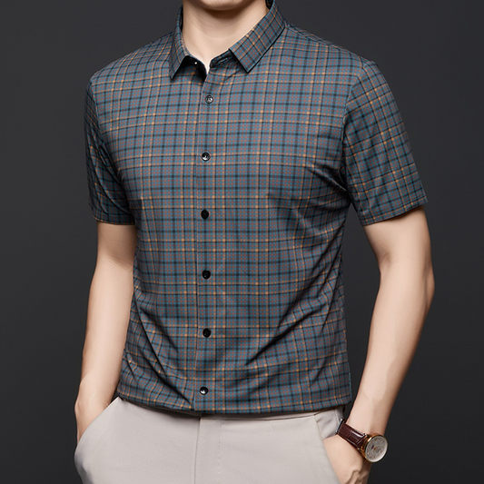 Chemise à carreaux décontractée à manches courtes pour hommes (55 % de réduction)