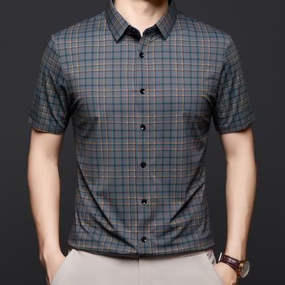 Chemise à carreaux décontractée à manches courtes pour hommes (55 % de réduction)
