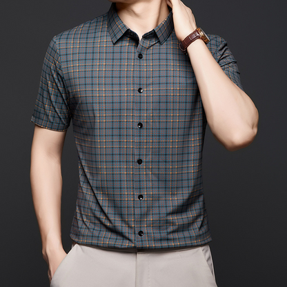 Chemise à carreaux décontractée à manches courtes pour hommes (55 % de réduction)