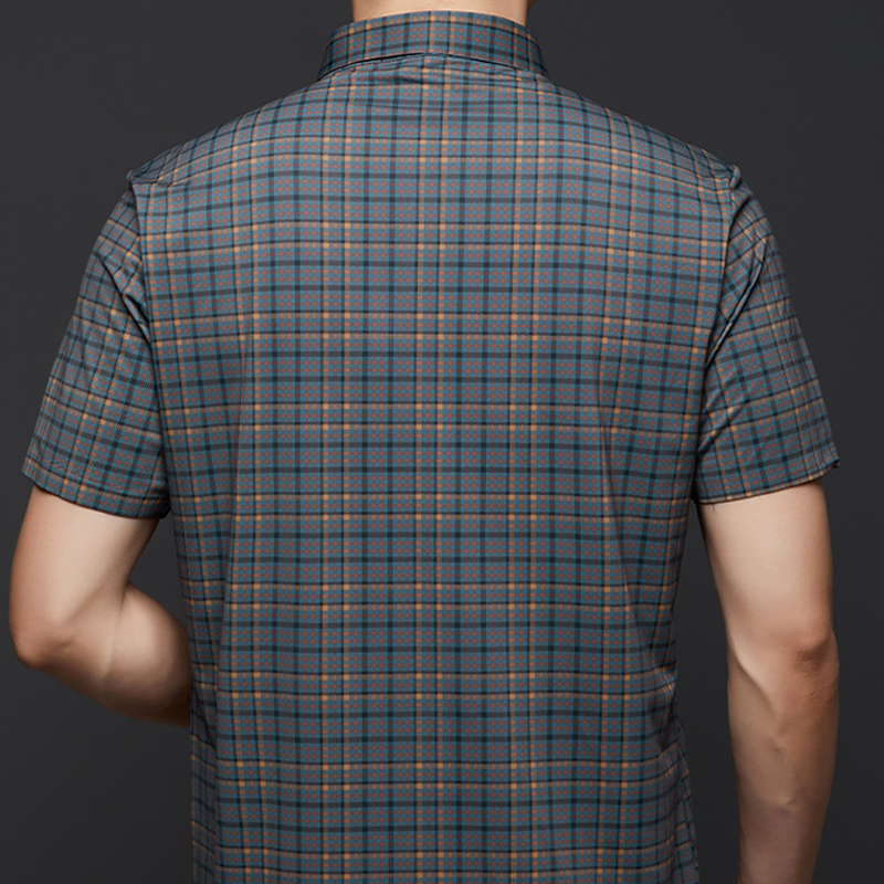 Chemise à carreaux décontractée à manches courtes pour hommes (55 % de réduction)