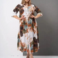 Robe longue ample imprimée boutonnée à revers pour femme