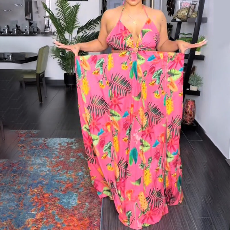 Robe longue d'été sans manches à imprimé coloré pour femmes