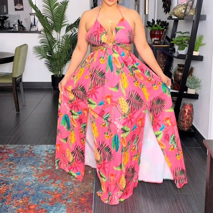 Robe longue d'été sans manches à imprimé coloré pour femmes