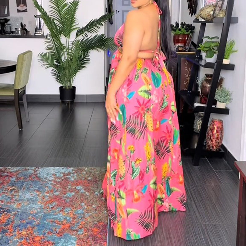 Robe longue d'été sans manches à imprimé coloré pour femmes