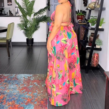 Robe longue d'été sans manches à imprimé coloré pour femmes