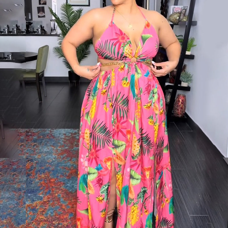 Robe longue d'été sans manches à imprimé coloré pour femmes