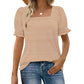 T-shirt femme à col carré et imprimé à rayures