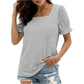 T-shirt femme à col carré et imprimé à rayures