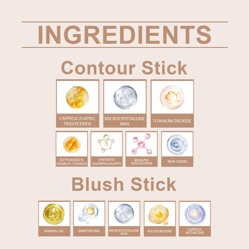 Stick double embout portable, léger et mat pour contour et blush