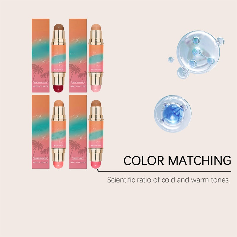 Stick double embout portable, léger et mat pour contour et blush