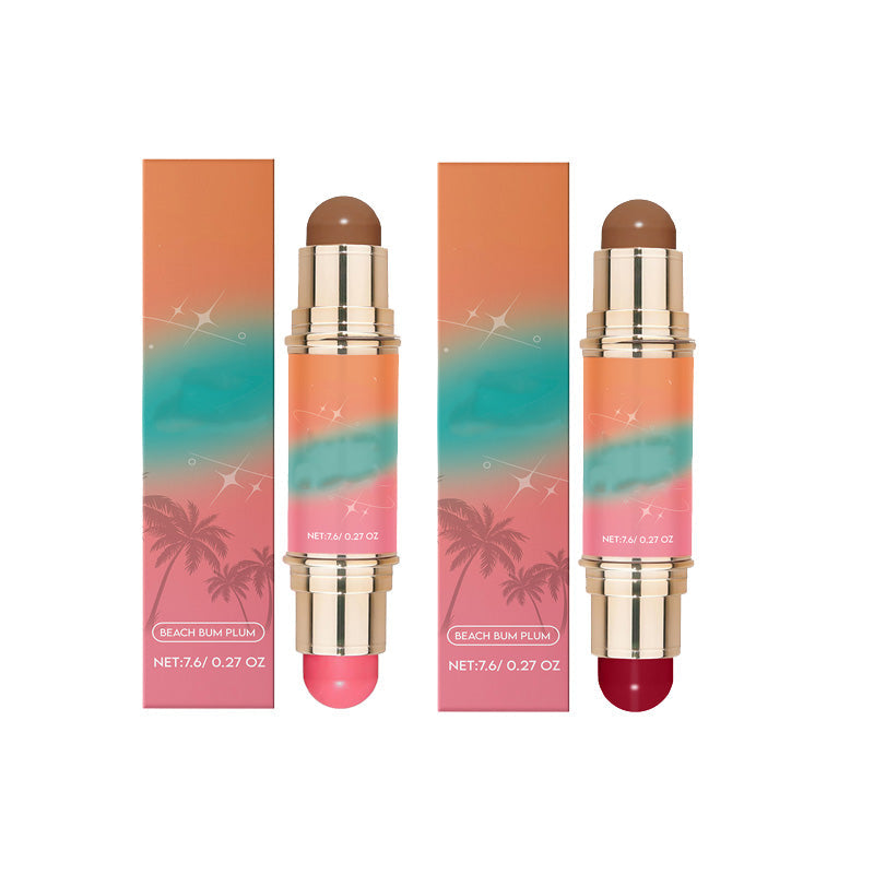 Stick double embout portable, léger et mat pour contour et blush