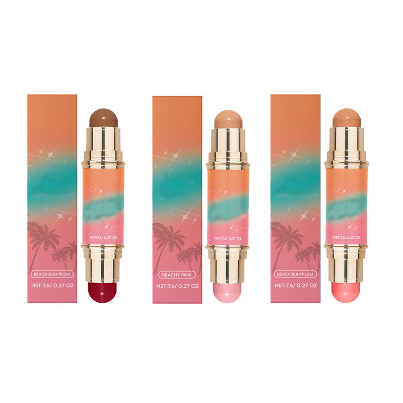 Stick double embout portable, léger et mat pour contour et blush