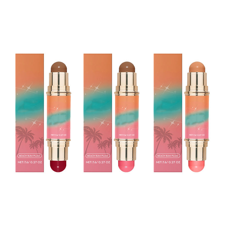 Stick double embout portable, léger et mat pour contour et blush